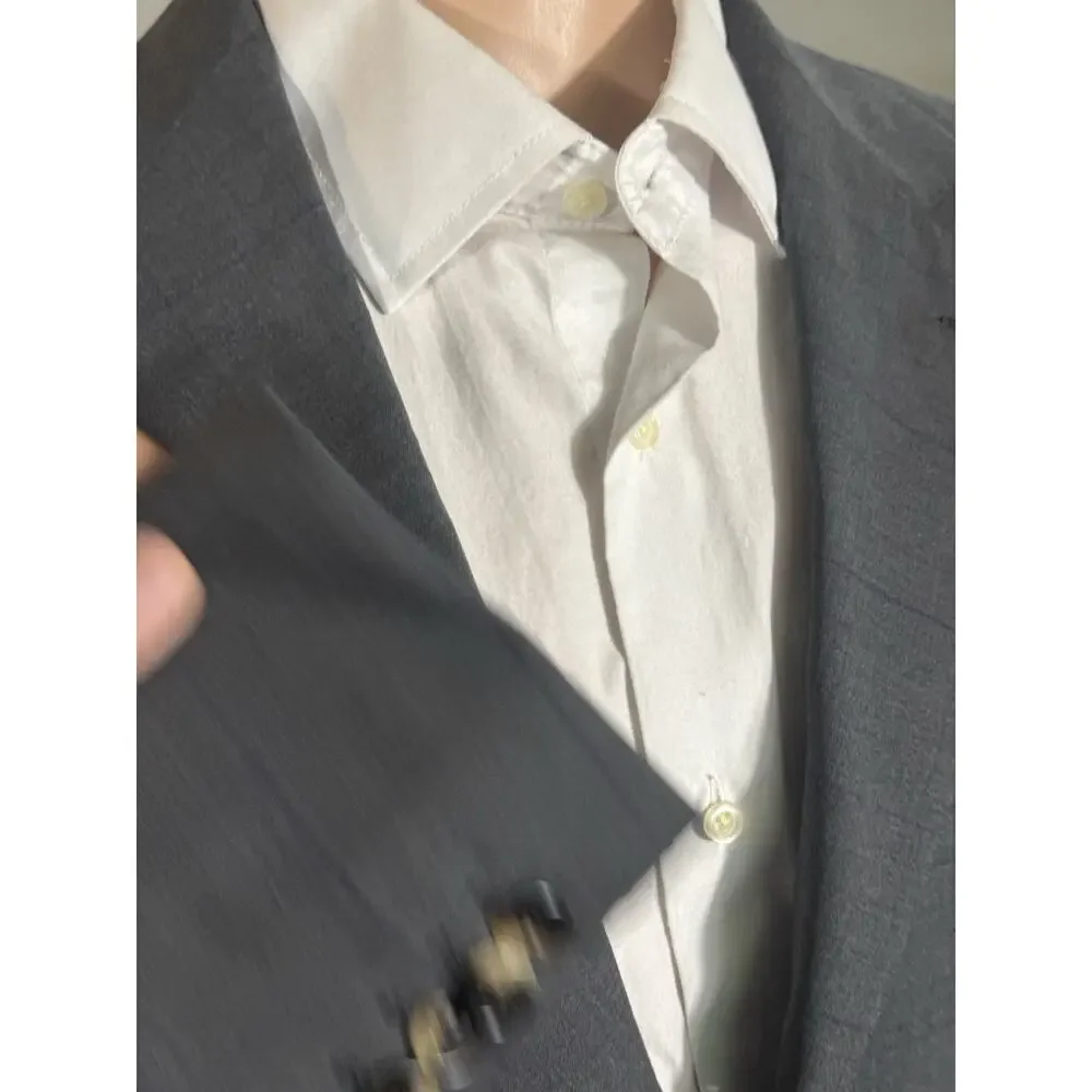 Brunello Cucinelli Charcoal Windowpane Virgin Wool Deconstructed Blazer 50 40R